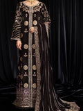 NUREH Maya Embroidered Velvet Unstitched 3Pc Suit NS-103 MOORE