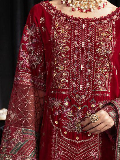 NUREH Maya Embroidered Velvet Unstitched 3Pc Suit NS-106 ELISA
