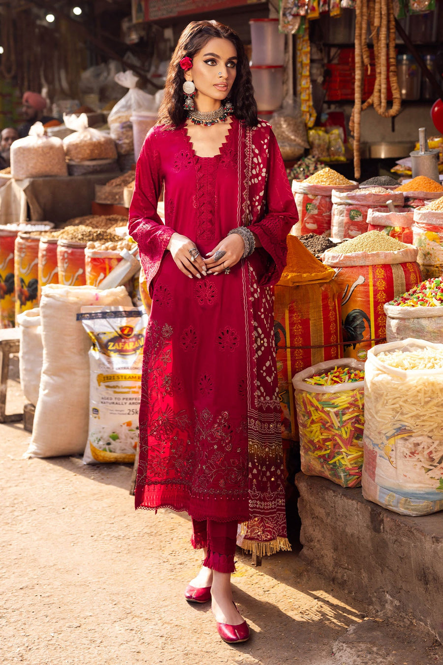 Nureh Bazar Embroidered Chikankari Lawn Unstitched 3Pc Suit NS-124