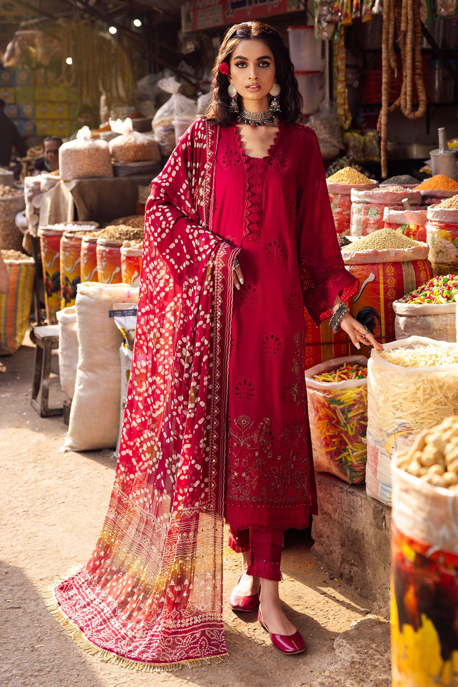 Nureh Bazar Embroidered Chikankari Lawn Unstitched 3Pc Suit NS-124
