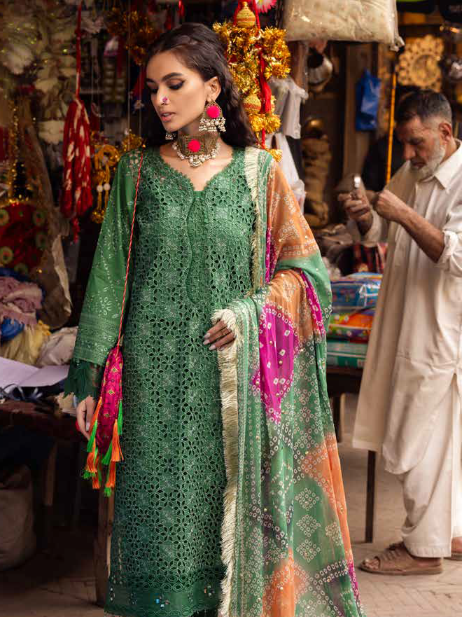 Nureh Bazar Embroidered Chikankari Lawn Unstitched 3Pc Suit NS-126