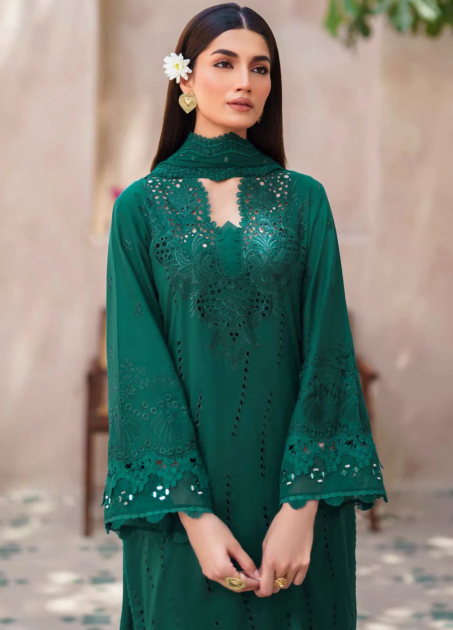 Nureh Bazaar Dhoop Kinaray Chikankari Lawn Unstitched 3Pc Suit NS-135