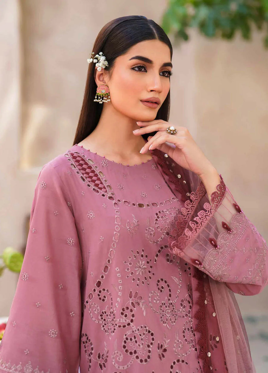 Nureh Bazaar Dhoop Kinaray Chikankari Lawn Unstitched 3Pc Suit NS-136