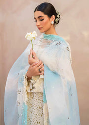 Nureh Bazaar Dhoop Kinaray Chikankari Lawn Unstitched 3Pc Suit NS-140