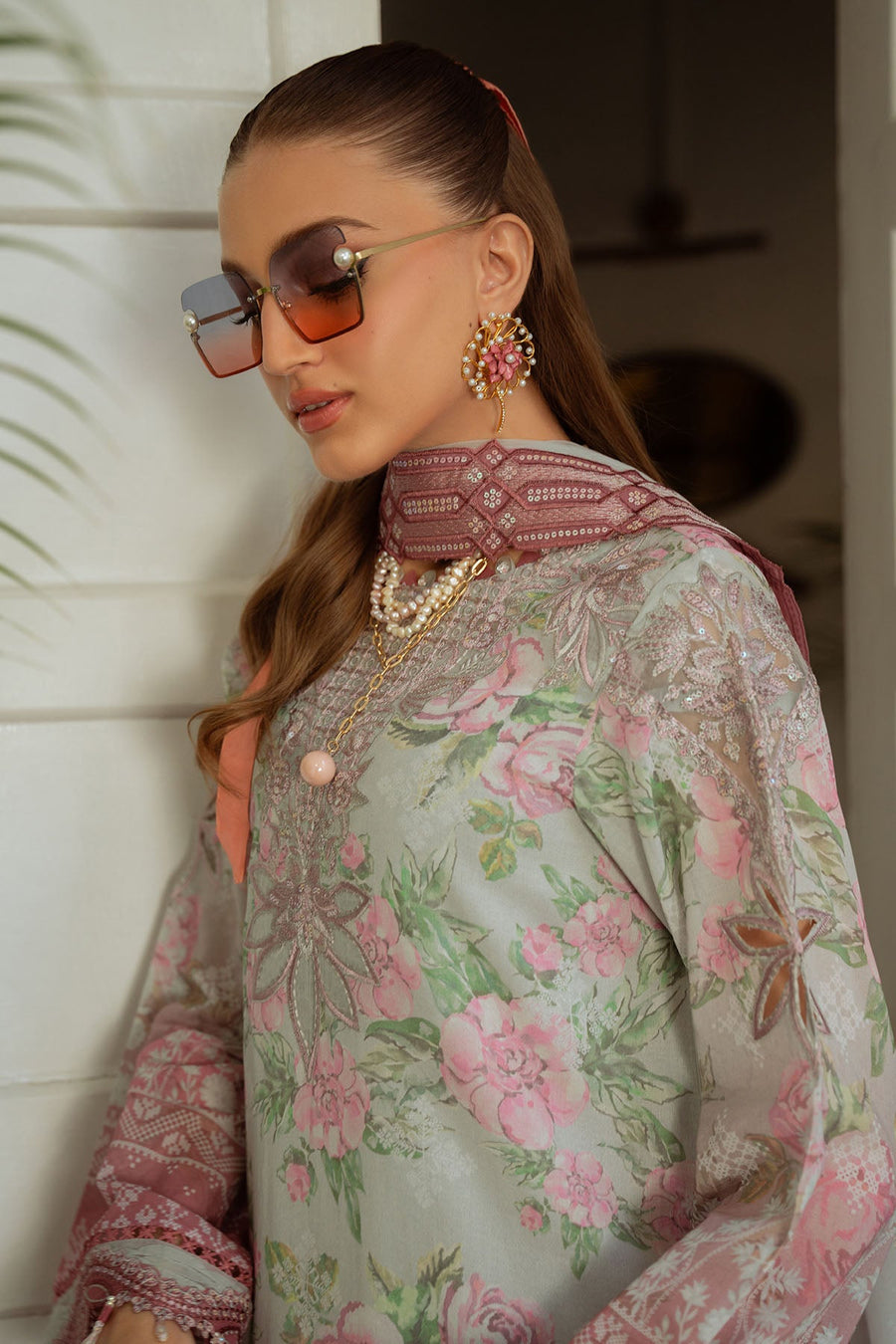 NUREH Maya Embroidered Swiss Lawn Unstitched 3Pc Suit NS-147