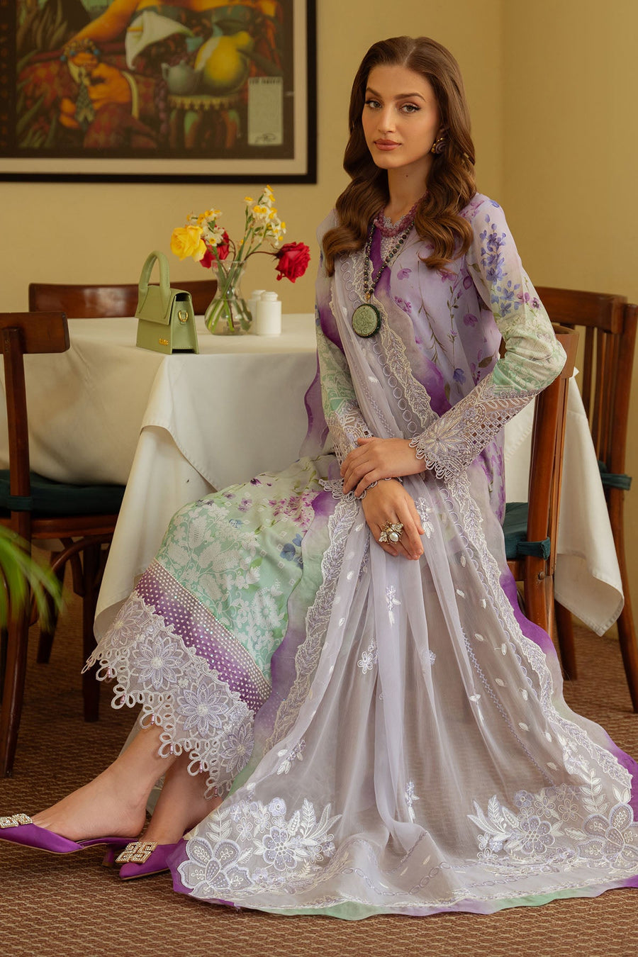 NUREH Maya Embroidered Swiss Lawn Unstitched 3Pc Suit NS-148