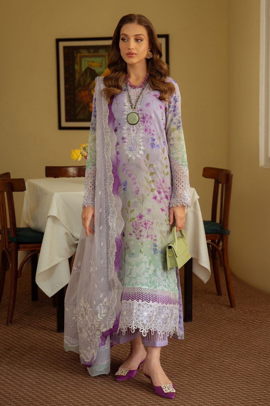 NUREH Maya Embroidered Swiss Lawn Unstitched 3Pc Suit NS-148