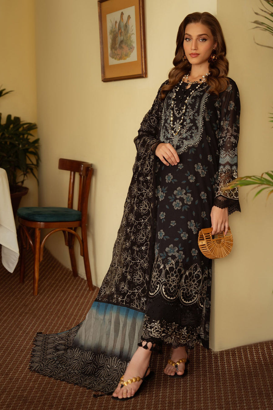 NUREH Maya Embroidered Swiss Lawn Unstitched 3Pc Suit NS-151