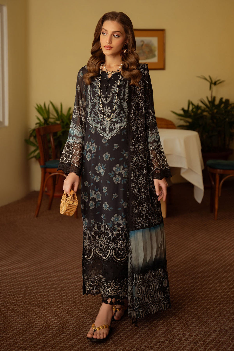 NUREH Maya Embroidered Swiss Lawn Unstitched 3Pc Suit NS-151