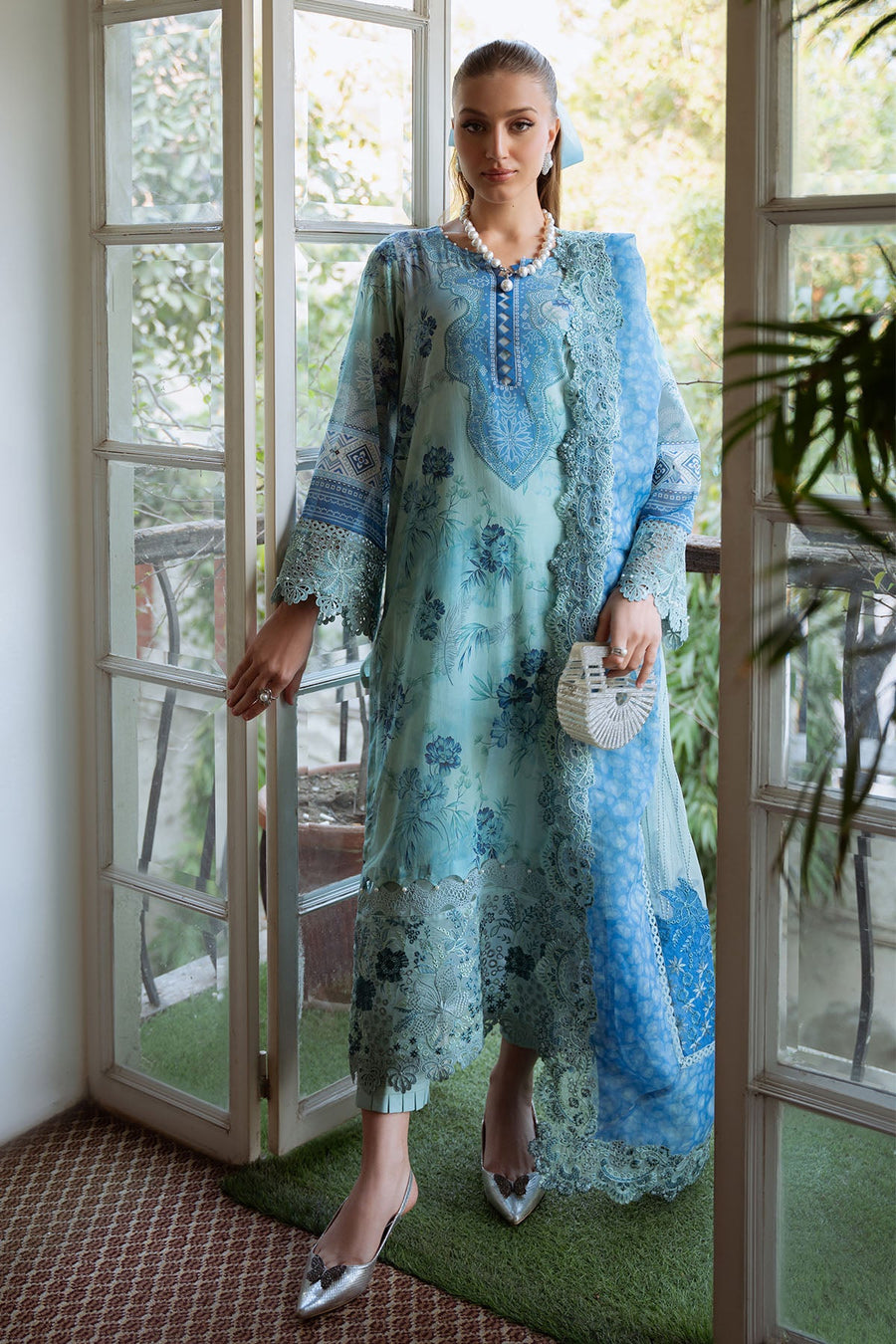 NUREH Maya Embroidered Swiss Lawn Unstitched 3Pc Suit NS-152