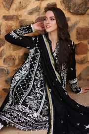 Noor by Saadia Asad Embroidered Linen Unstitched 3Pc Suit D-01
