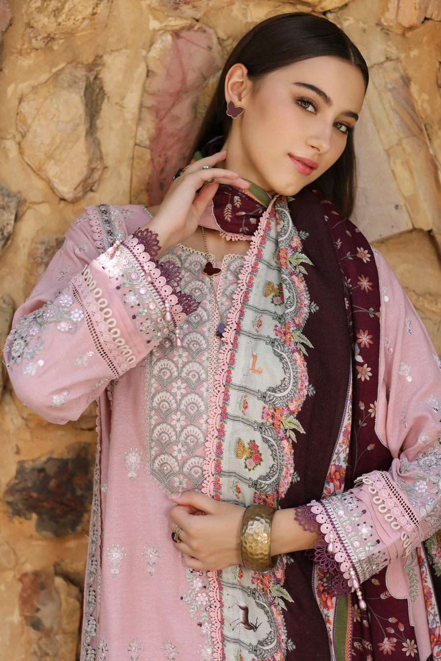 Noor by Saadia Asad Embroidered Karandi Unstitched 3Pc Suit D-03