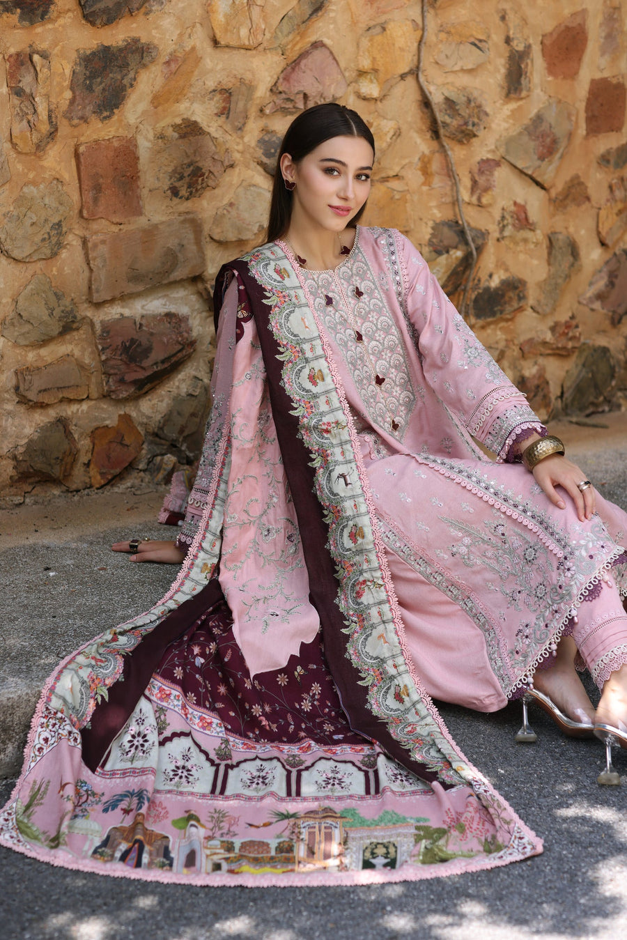 Noor by Saadia Asad Embroidered Karandi Unstitched 3Pc Suit D-03