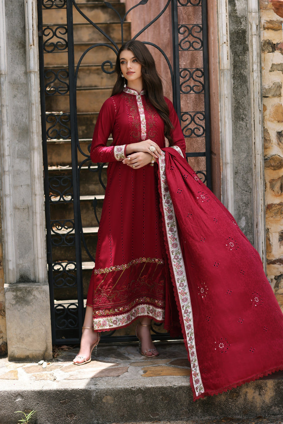 Noor by Saadia Asad Embroidered Linen Unstitched 3Pc Suit D-07