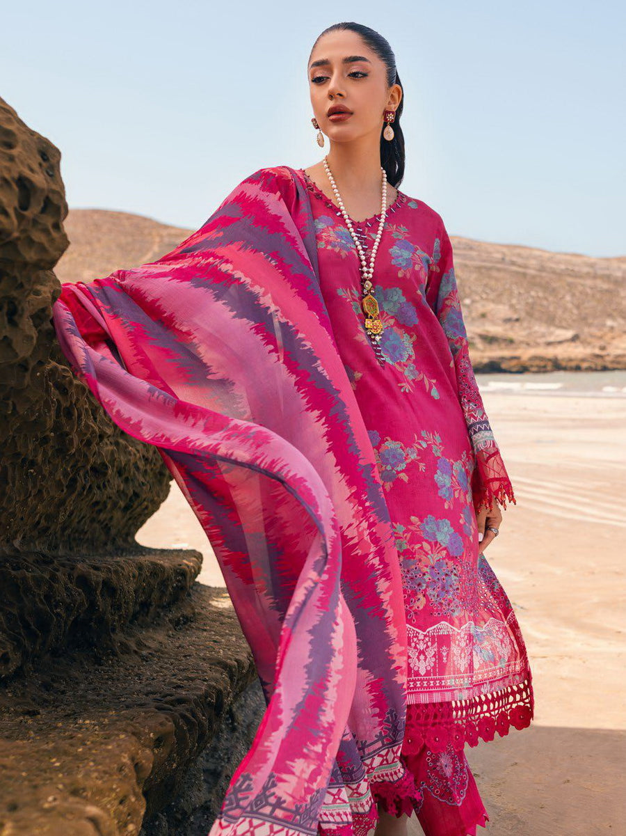 NUREH Gardenia Embroidered Chikankari Lawn Unstitched 3Pc Suit NSG-105