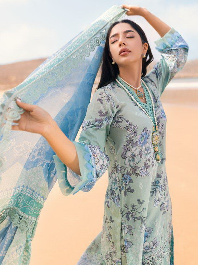 NUREH Gardenia Embroidered Chikankari Lawn Unstitched 3Pc Suit NSG-107