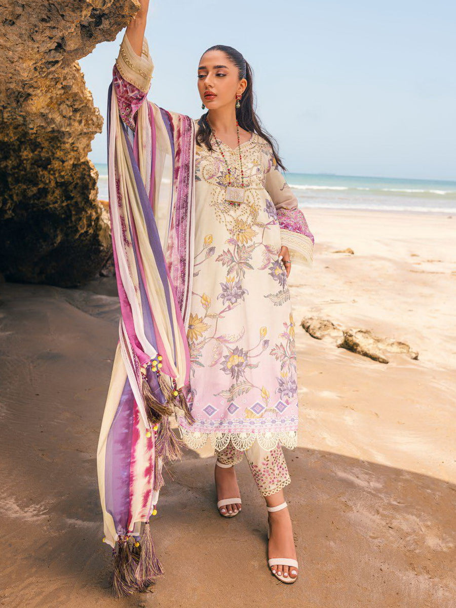 NUREH Gardenia Embroidered Chikankari Lawn Unstitched 3Pc Suit NSG-110