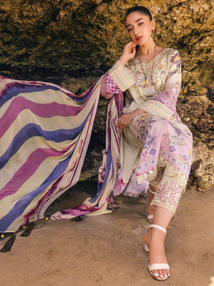 NUREH Gardenia Embroidered Chikankari Lawn Unstitched 3Pc Suit NSG-110