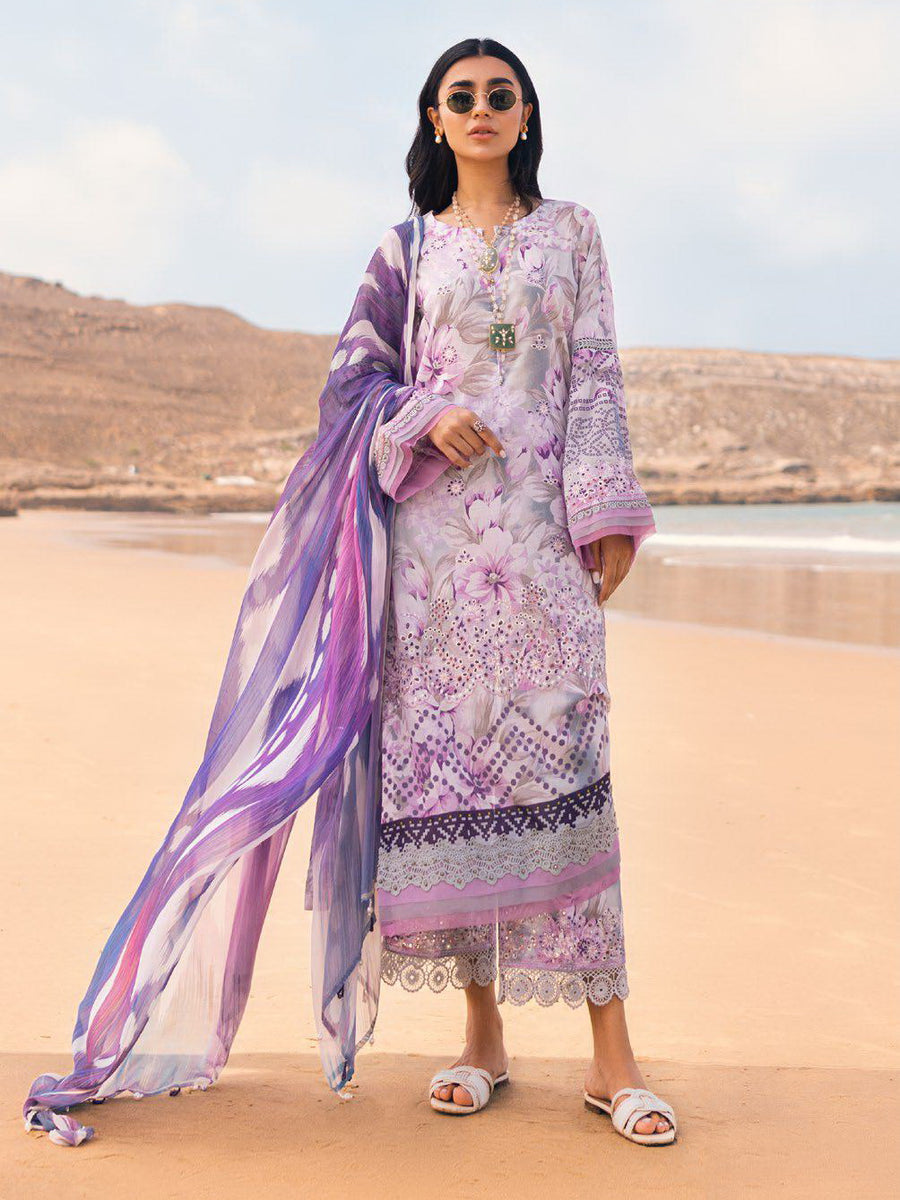 NUREH Gardenia Embroidered Chikankari Lawn Unstitched 3Pc Suit NSG-111