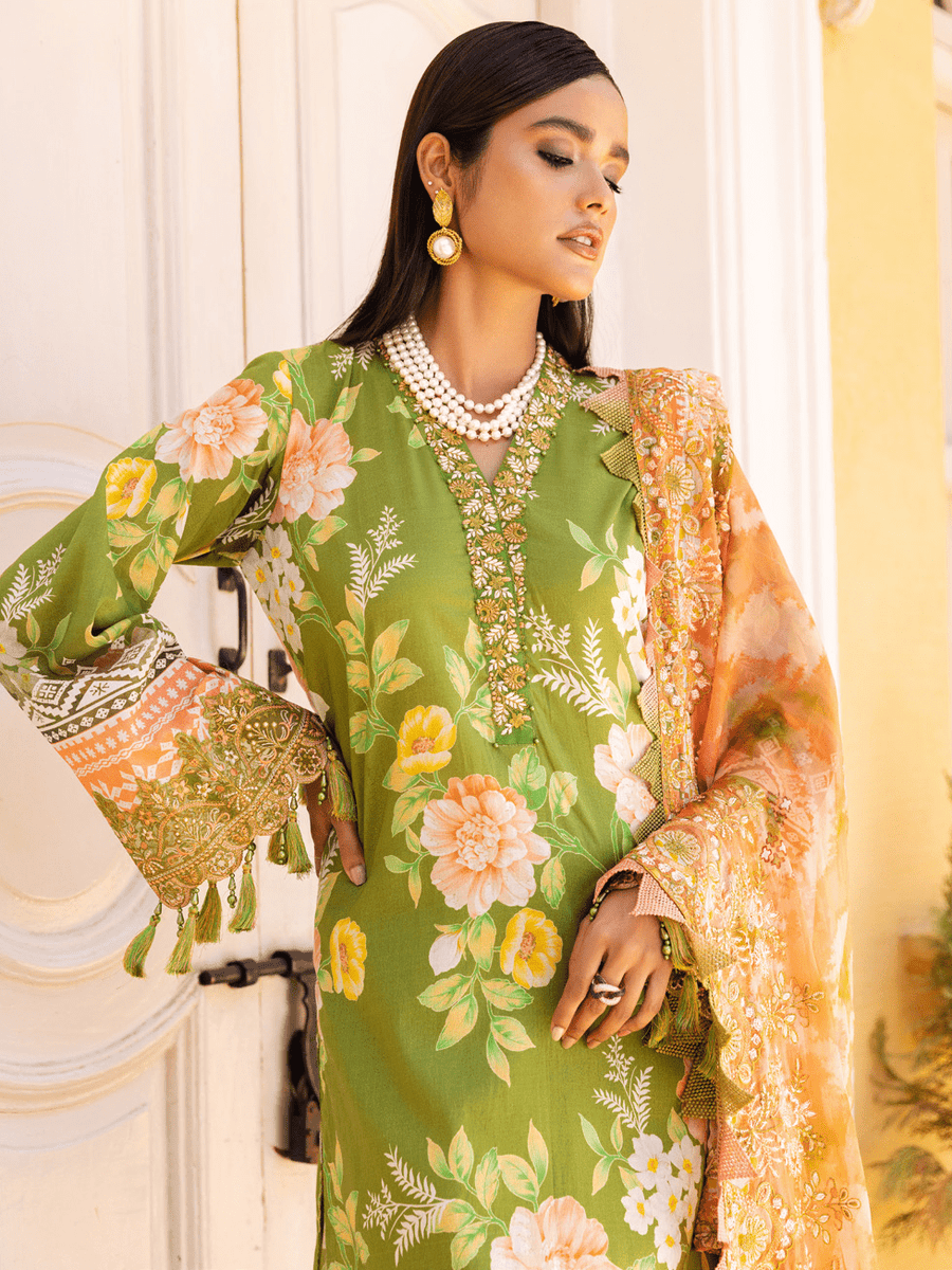 NUREH Gardenia Unstitched Embroidered Lawn 3 Piece Suit NSG-113