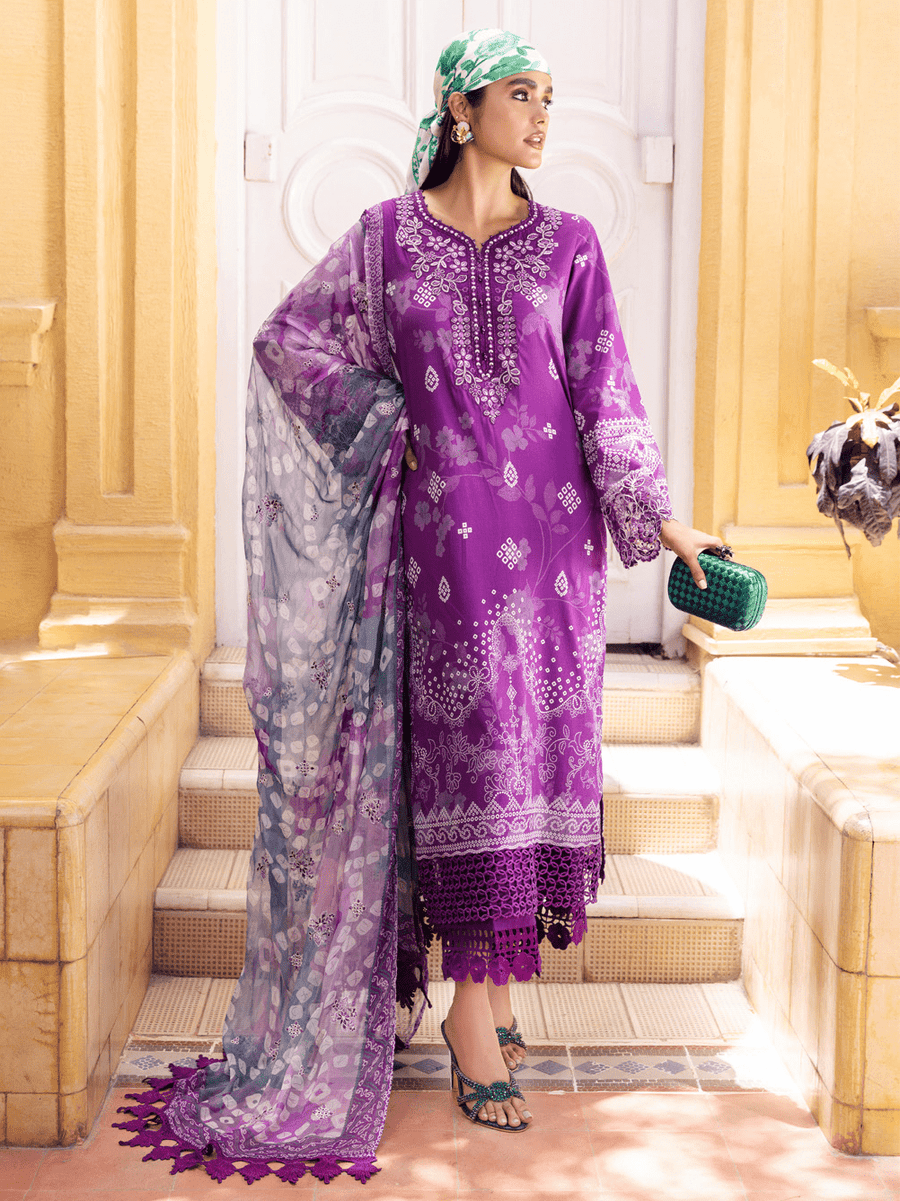 NUREH Gardenia Unstitched Embroidered Lawn 3 Piece Suit NSG-114
