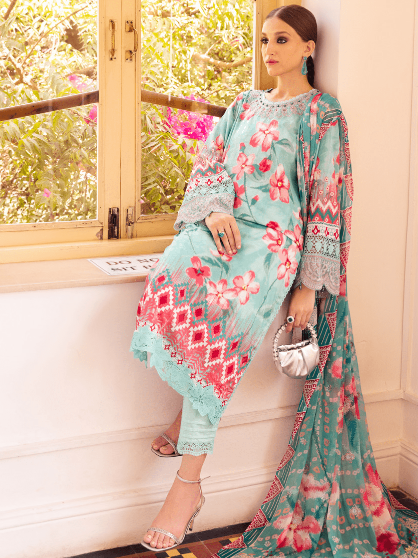 NUREH Gardenia Unstitched Embroidered Lawn 3 Piece Suit NSG-115
