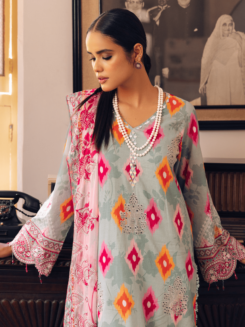NUREH Gardenia Unstitched Embroidered Lawn 3 Piece Suit NSG-118
