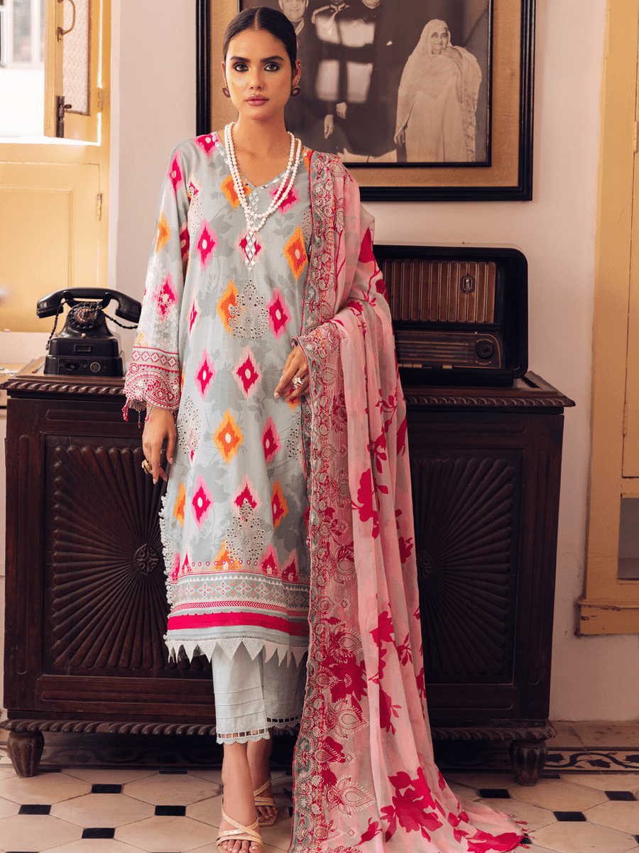 NUREH Gardenia Unstitched Embroidered Lawn 3 Piece Suit NSG-118