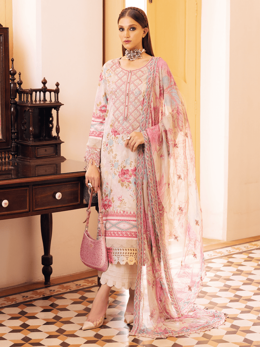 NUREH Gardenia Unstitched Embroidered Lawn 3 Piece Suit NSG-119