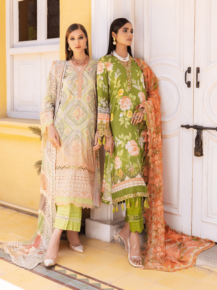 NUREH Gardenia Unstitched Embroidered Lawn 3 Piece Suit NSG-121