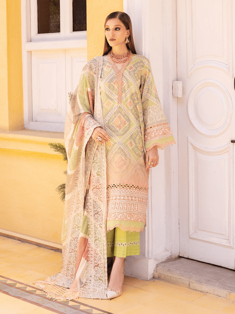 NUREH Gardenia Unstitched Embroidered Lawn 3 Piece Suit NSG-121