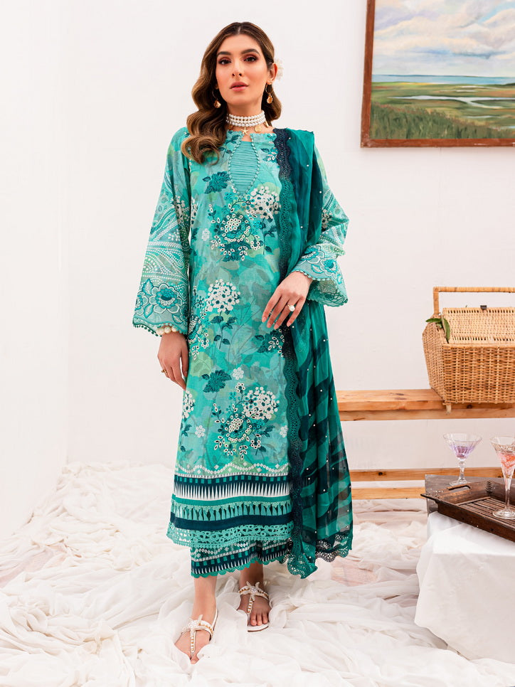 Nureh Gardenia Embroidered Lawn Unstitched 3Pc Suit NSG-144