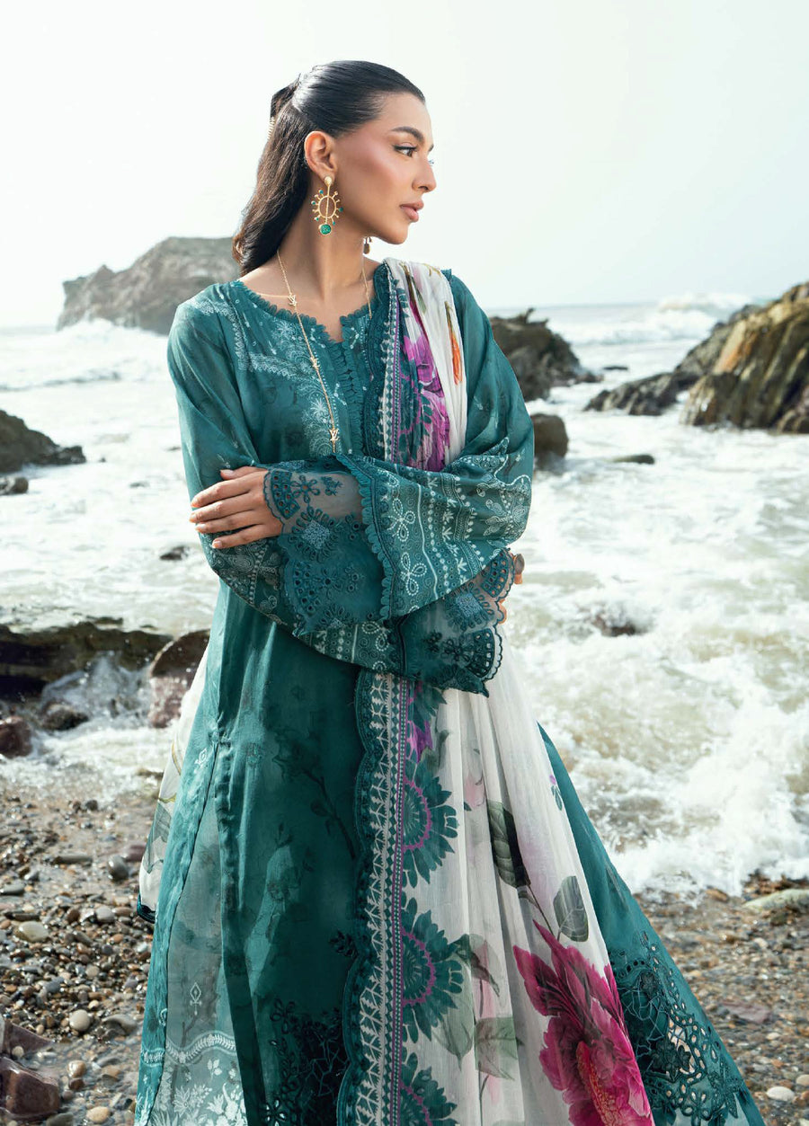 Nureh Gardenia Embroidered Printed Lawn Unstitched 3Pc Suit NSG-198