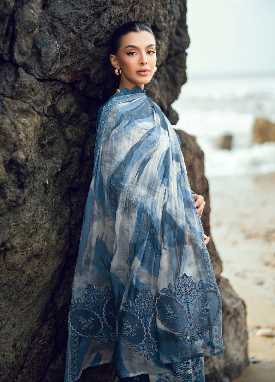 Nureh Gardenia Embroidered Printed Lawn Unstitched 3Pc Suit NSG-201