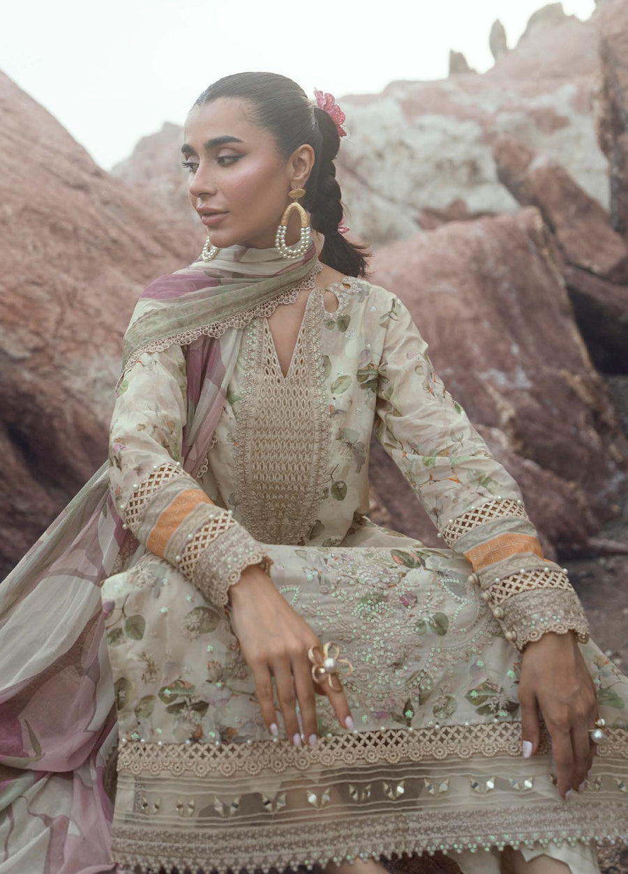 Nureh Gardenia Embroidered Printed Lawn Unstitched 3Pc Suit NSG-205