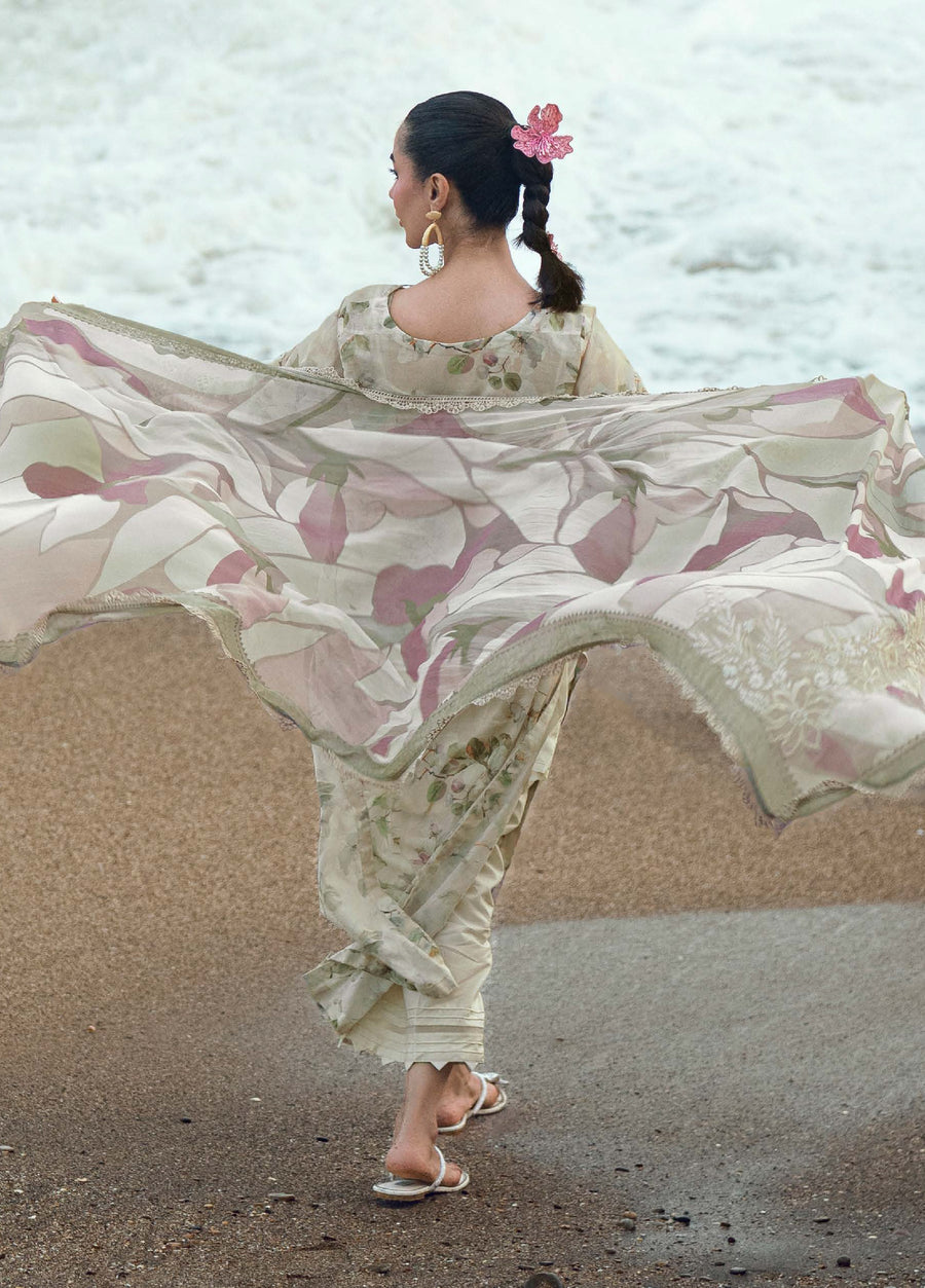 Nureh Gardenia Embroidered Printed Lawn Unstitched 3Pc Suit NSG-205