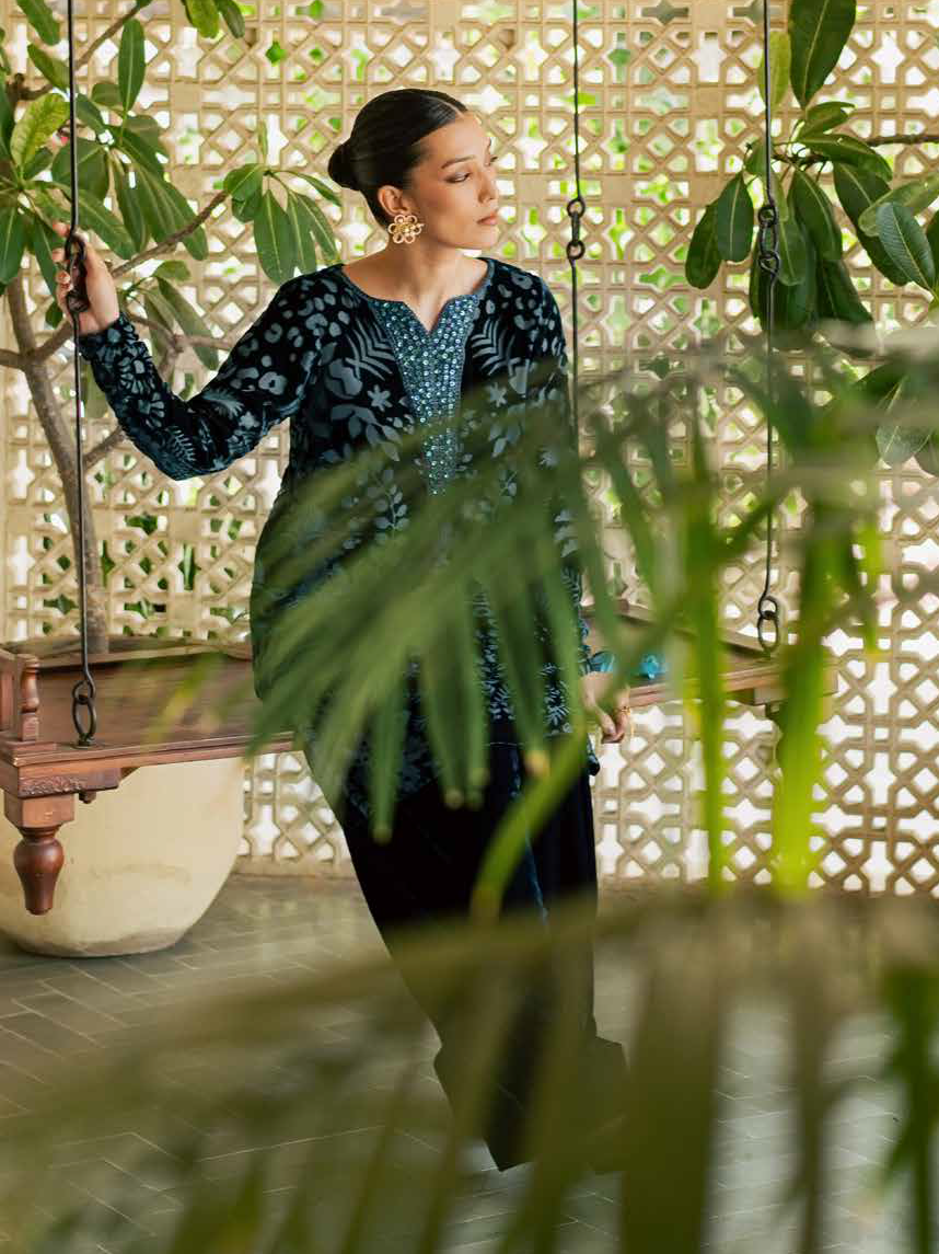 Nureh Ballerina Embroidered Velvet Palachi Unstitched 2Pc Suit NU2-226