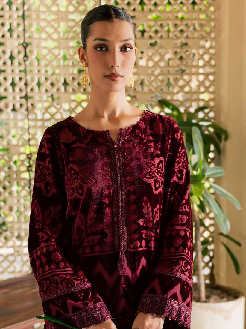 Nureh Ballerina Embroidered Velvet Palachi Unstitched 2Pc Suit NU2-228