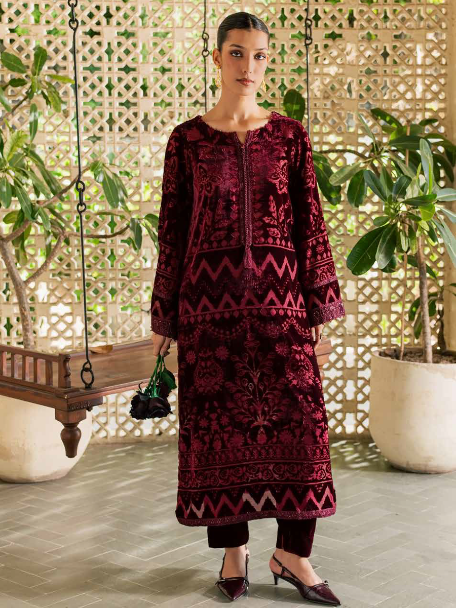 Nureh Ballerina Embroidered Velvet Palachi Unstitched 2Pc Suit NU2-228