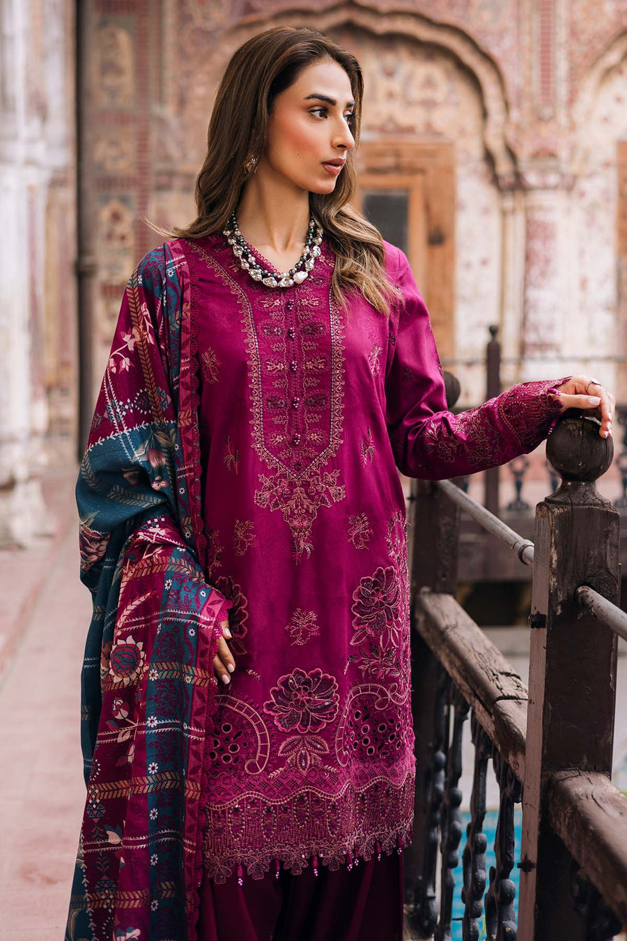 NUREH Maya Embroidered Linen Unstitched 3Pc Suit NW-100