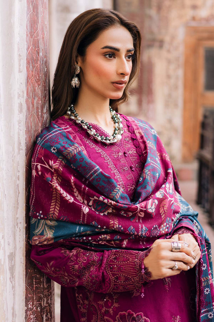 NUREH Maya Embroidered Linen Unstitched 3Pc Suit NW-100