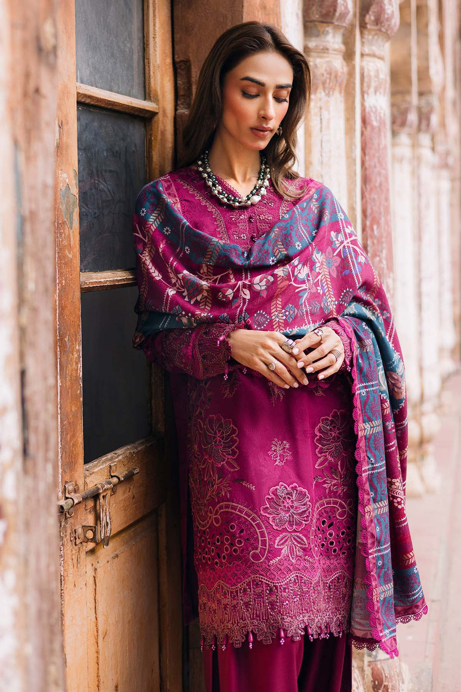 NUREH Maya Embroidered Linen Unstitched 3Pc Suit NW-100