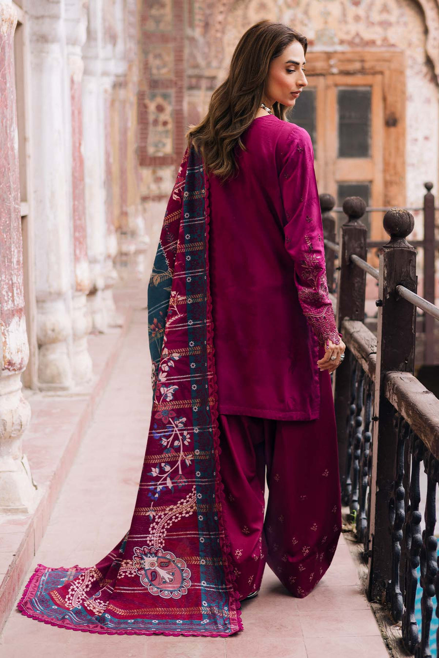 NUREH Maya Embroidered Linen Unstitched 3Pc Suit NW-100