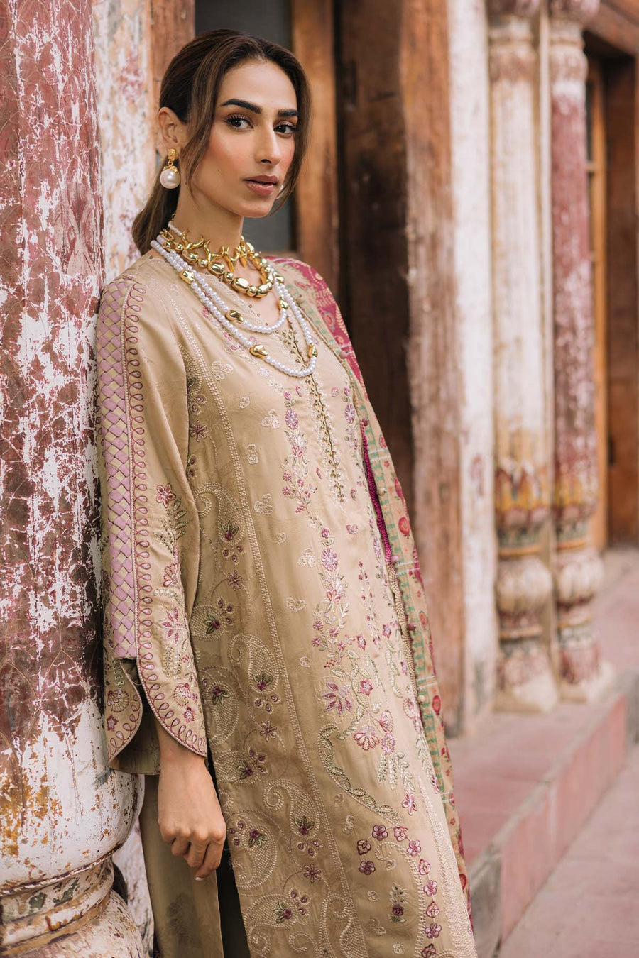 NUREH Maya Embroidered Linen Unstitched 3Pc Suit NW-101