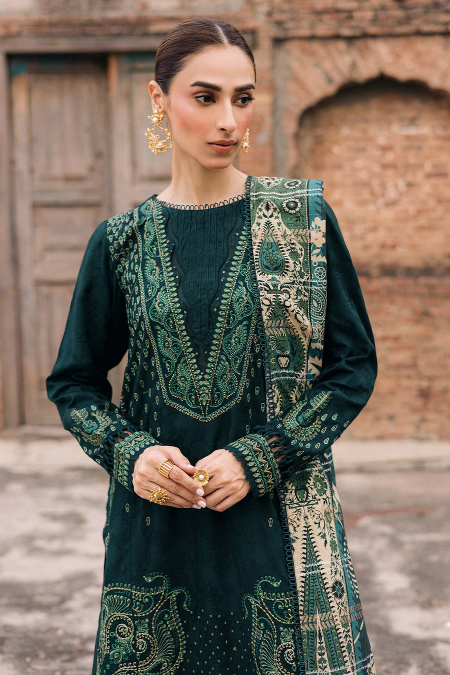 NUREH Maya Embroidered Linen Unstitched 3Pc Suit NW-103