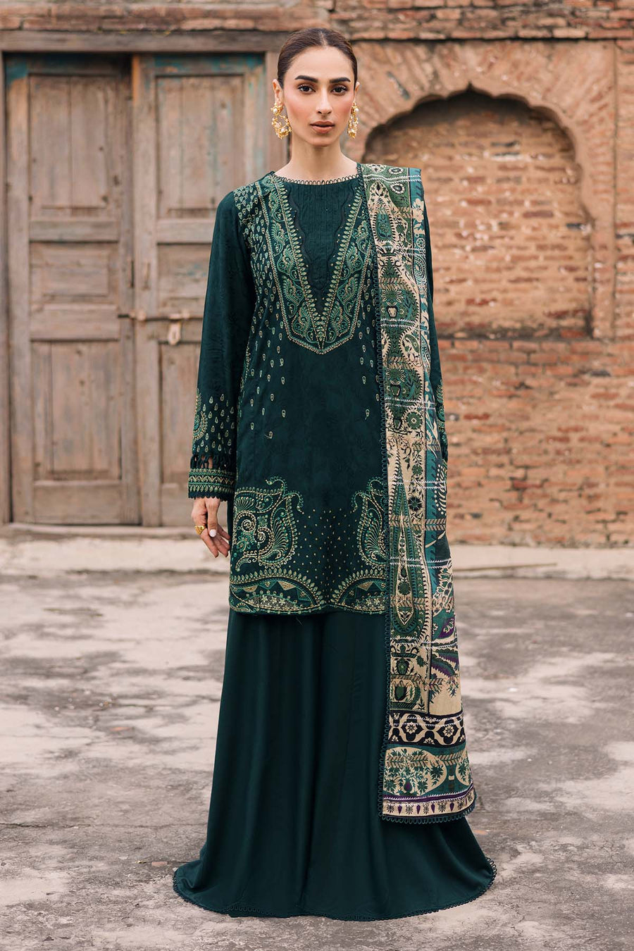NUREH Maya Embroidered Linen Unstitched 3Pc Suit NW-103