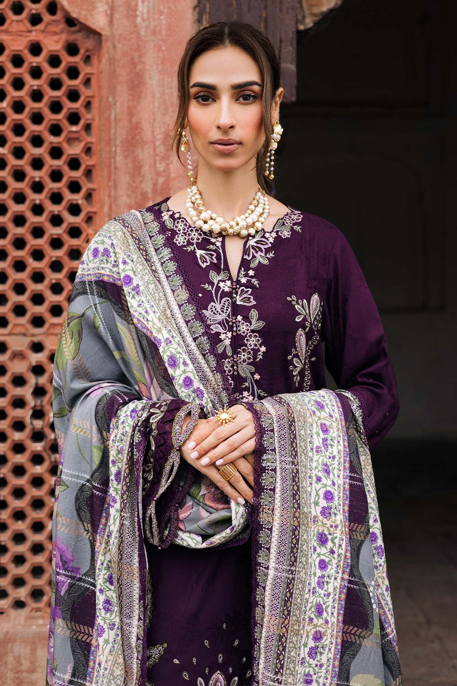 NUREH Maya Embroidered Linen Unstitched 3Pc Suit NW-104