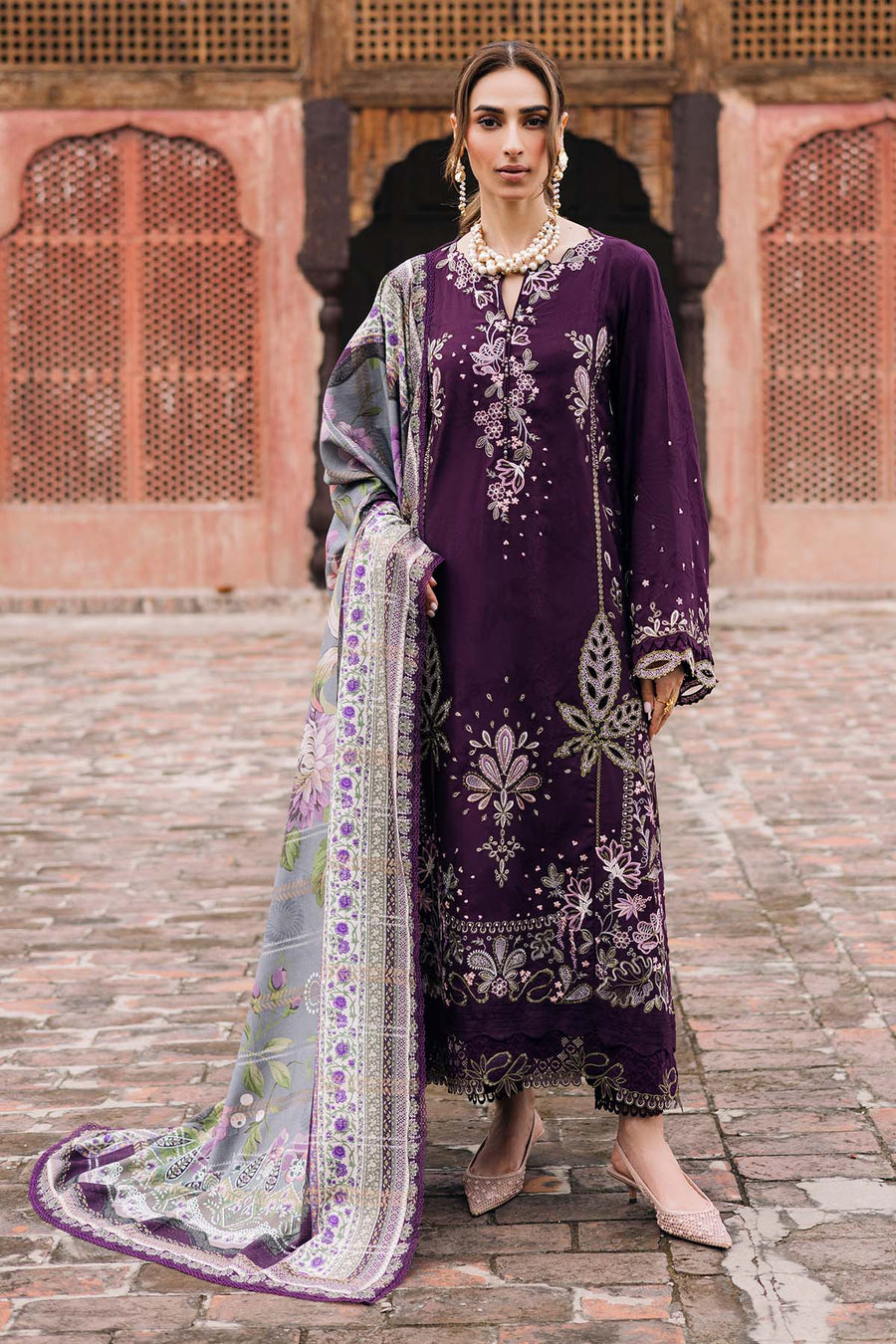 NUREH Maya Embroidered Linen Unstitched 3Pc Suit NW-104