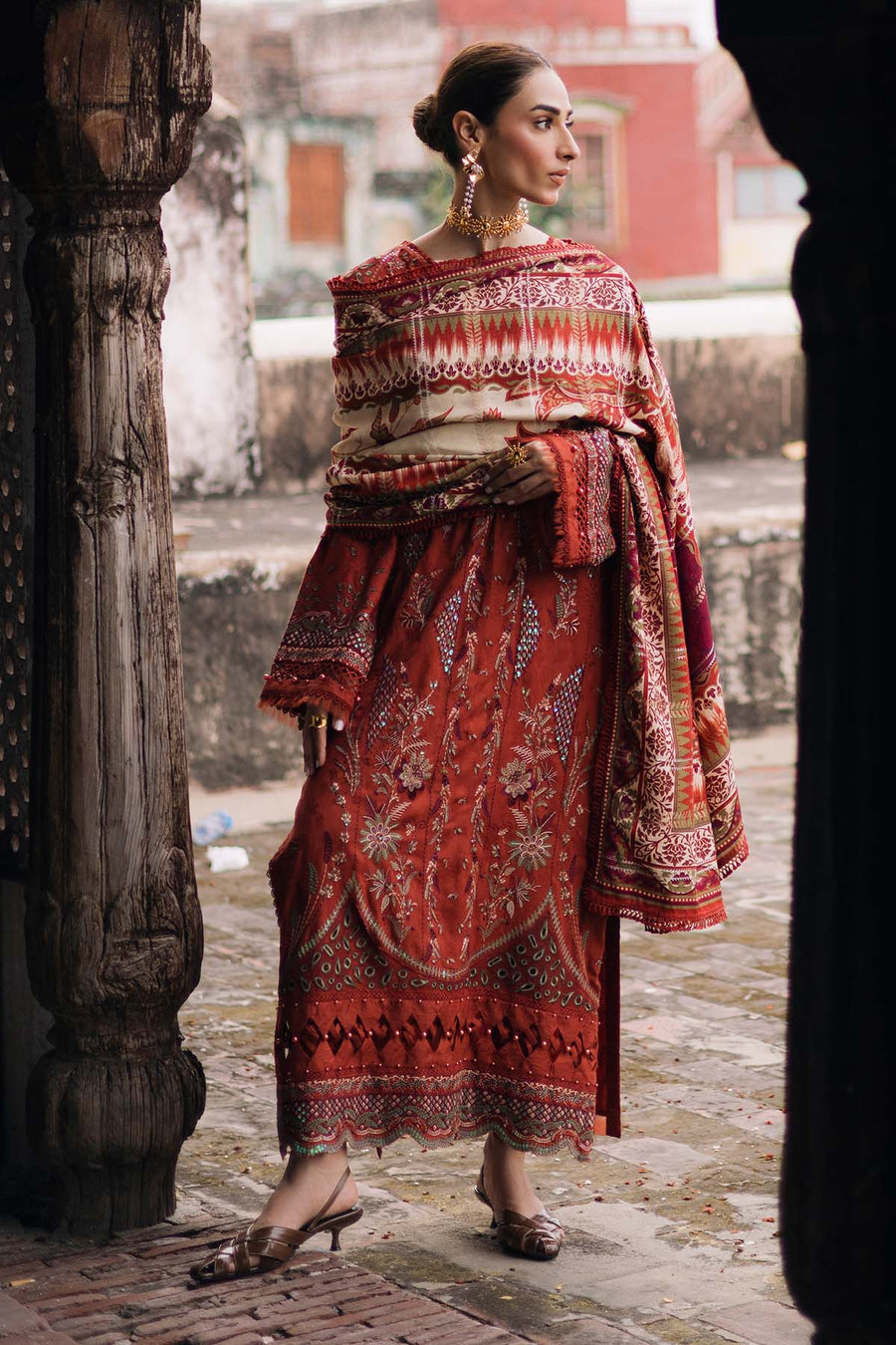 NUREH Maya Embroidered Linen Unstitched 3Pc Suit NW-105