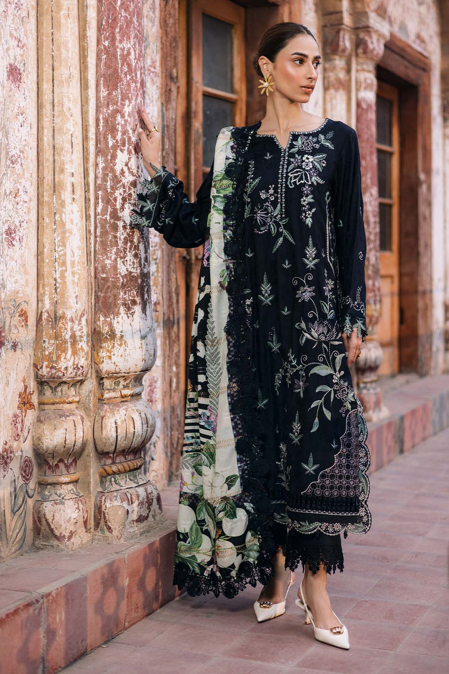 NUREH Maya Embroidered Linen Unstitched 3Pc Suit NW-107